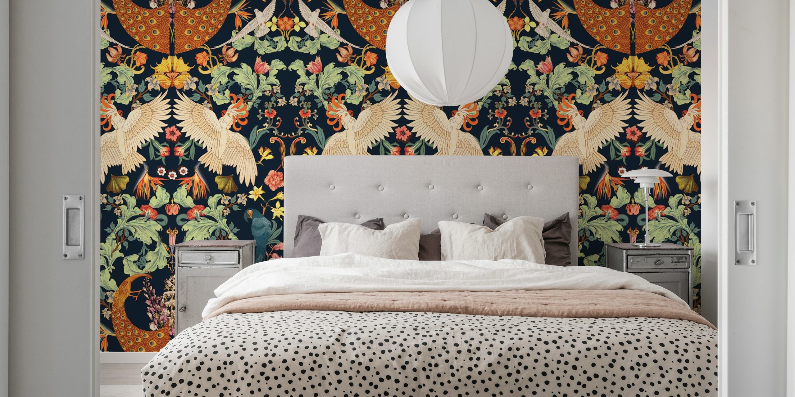 Diseño de papel pintado Victorian Midnight III en una habitación