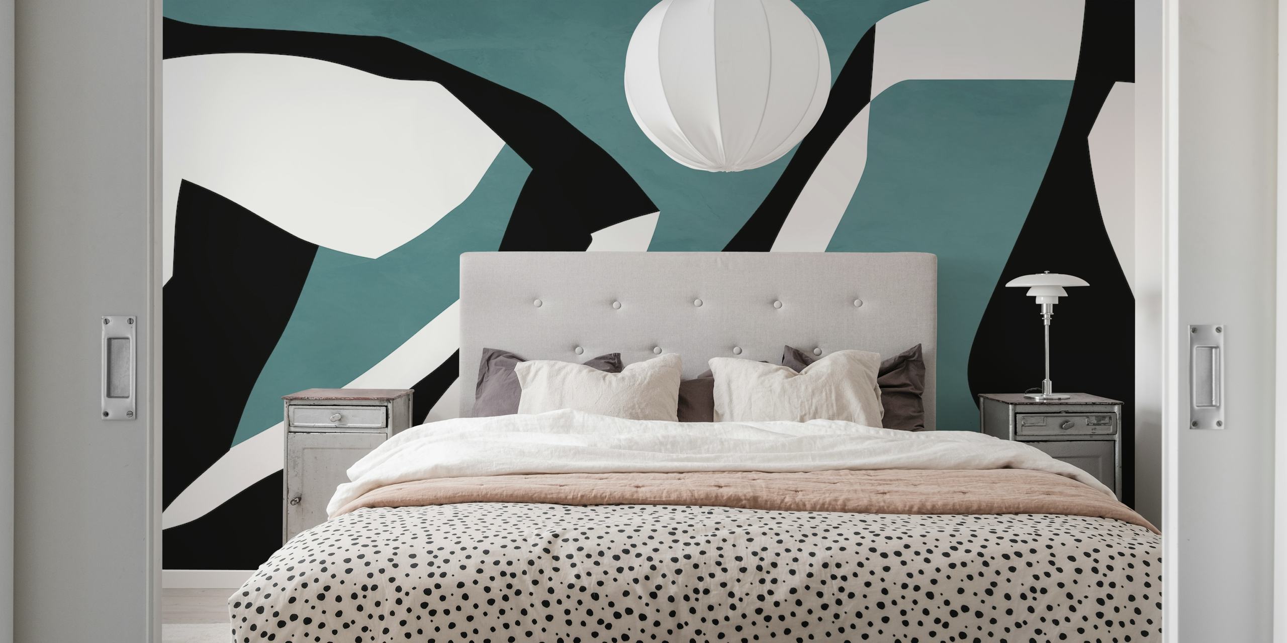 Abstract wallpaper in a modern room