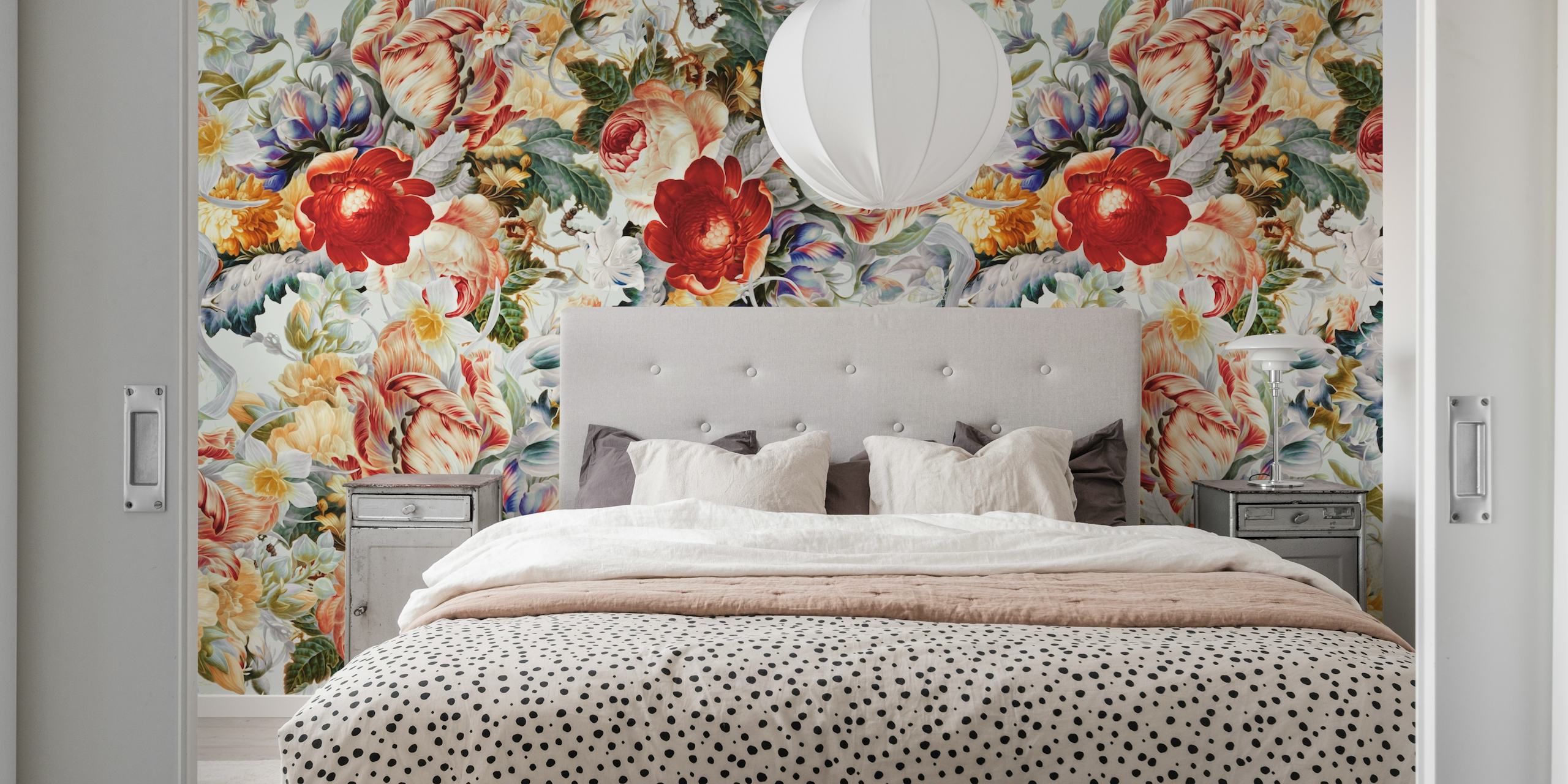 Tapeta Glowing Florals v zařízené místnosti