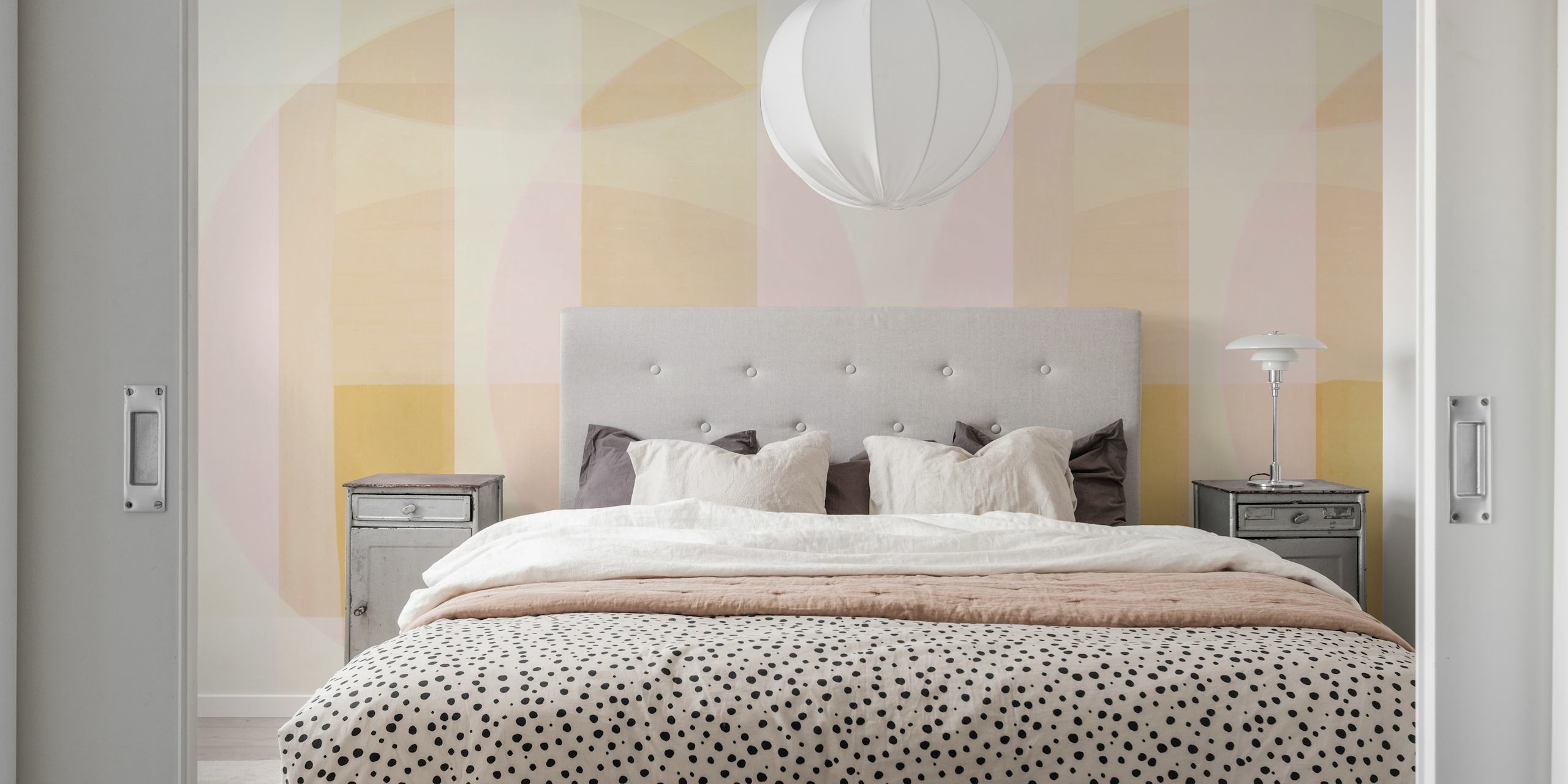 Geometric patterns in soft pink and yellow shades wallpaper