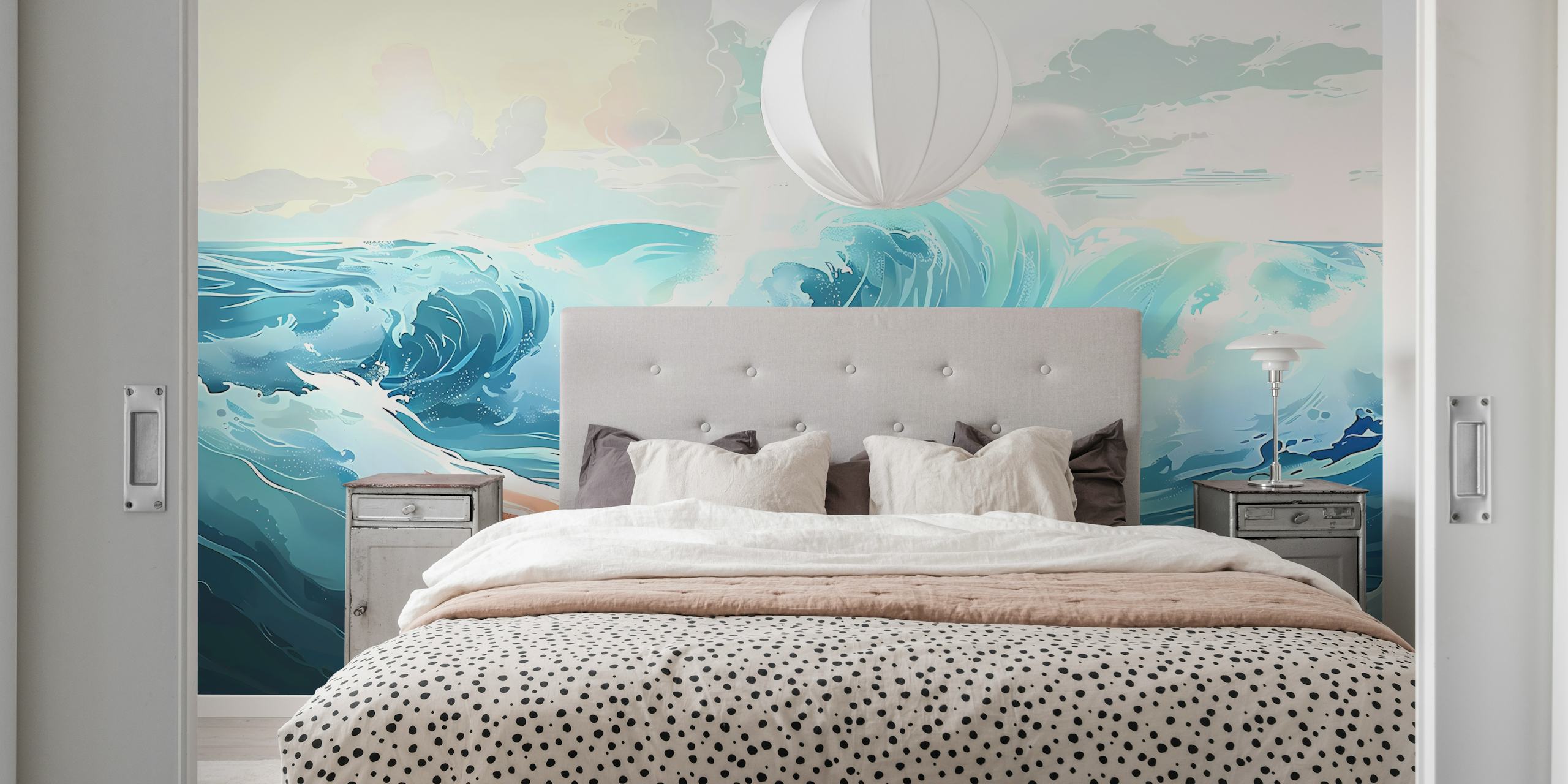 Papel pintado Rough Sea 2 mostrado en una habitación