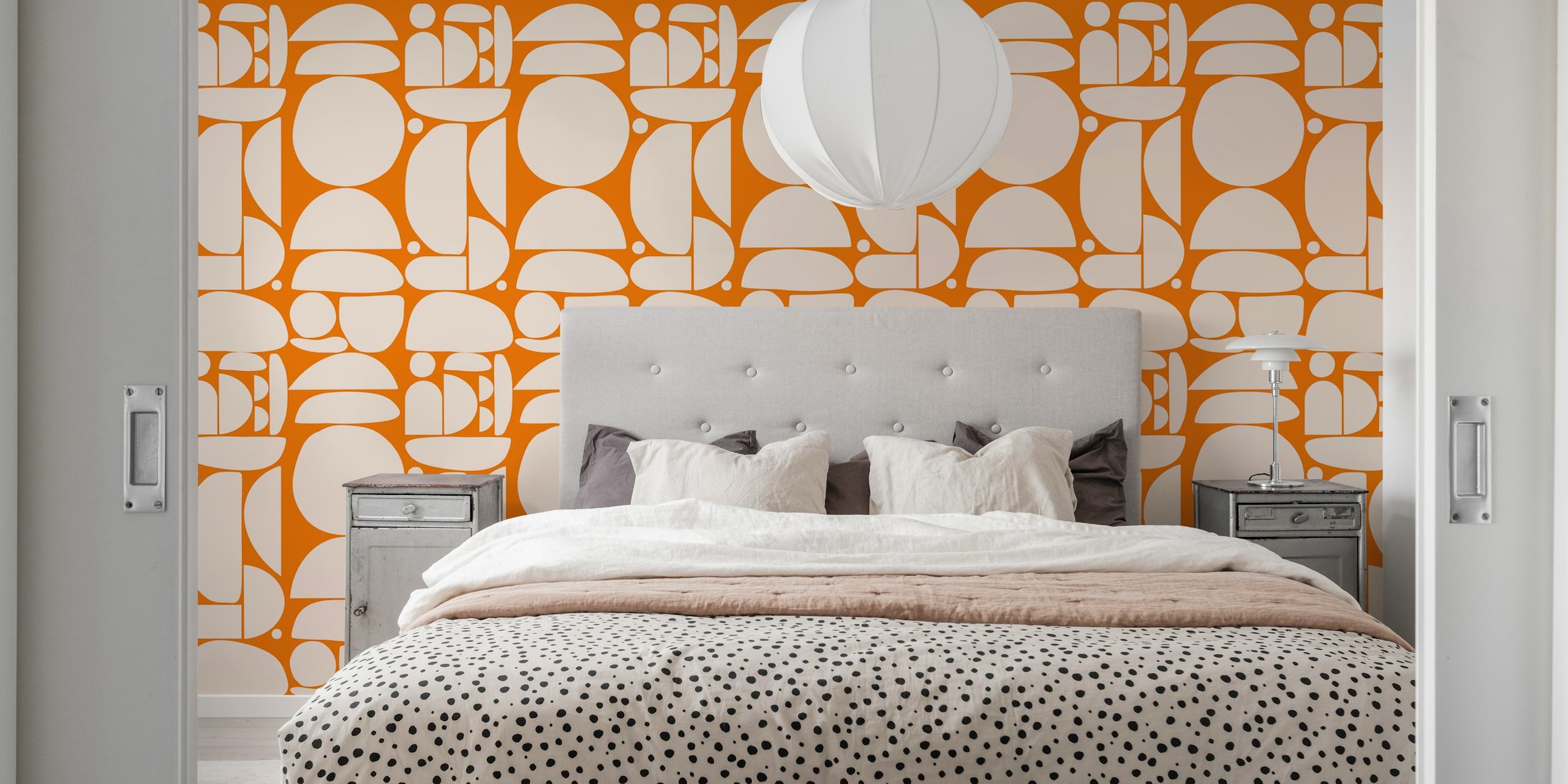 Geometric shapes in beige and orange tones wallpaper