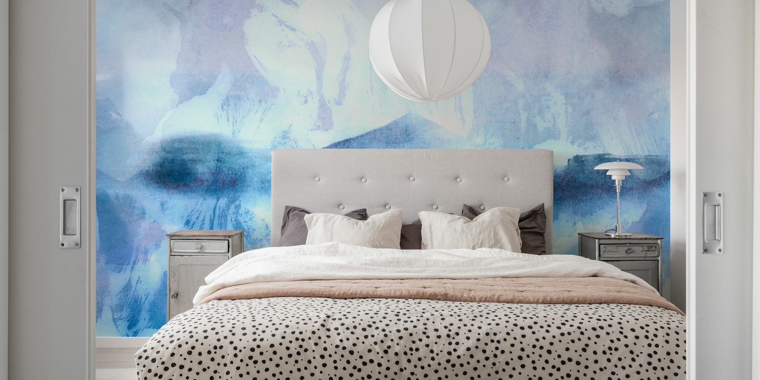 Dreamy Blue Hill wallpaper in a room