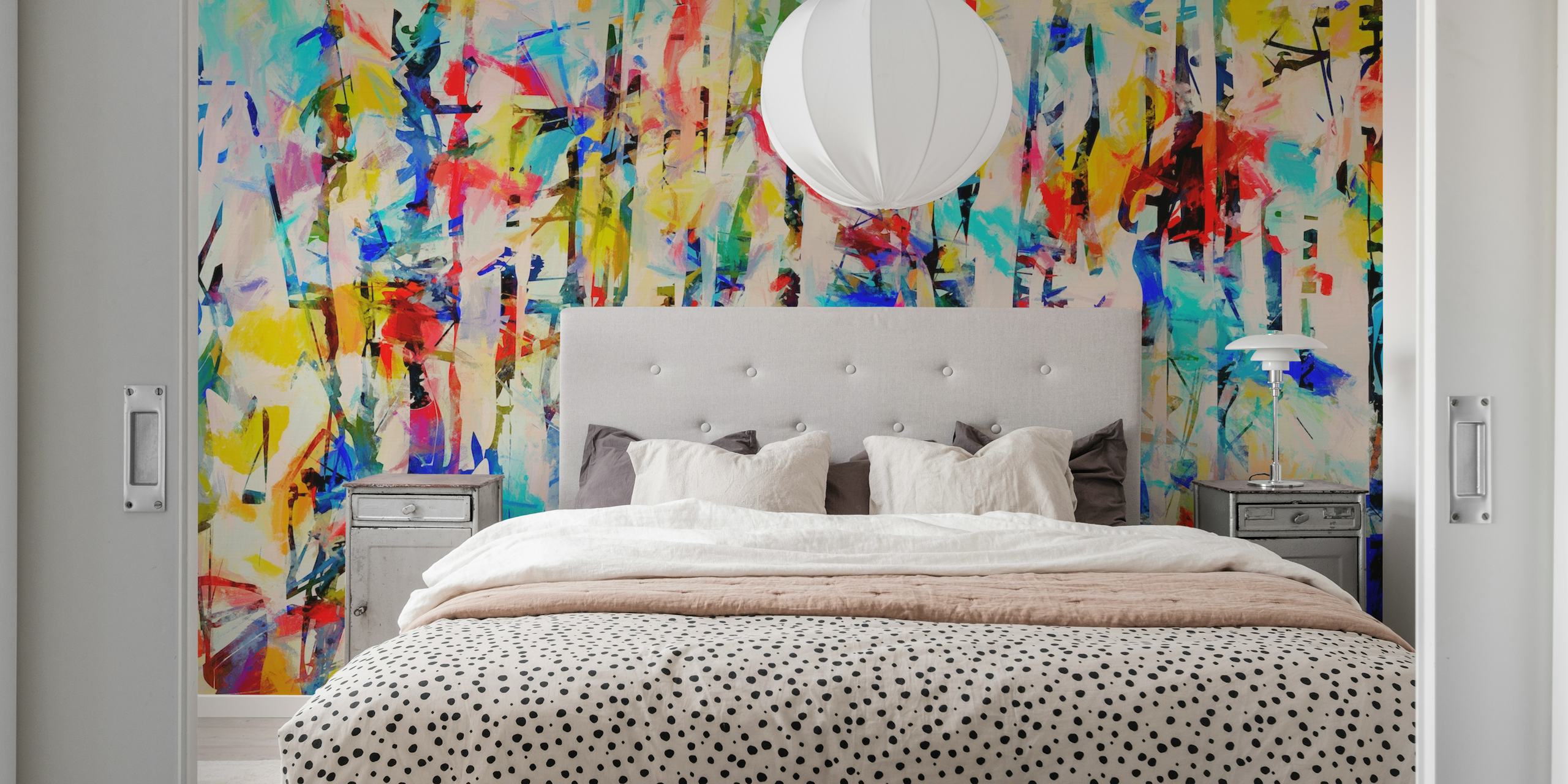 Colorful abstract shapes and patterns wallpaper