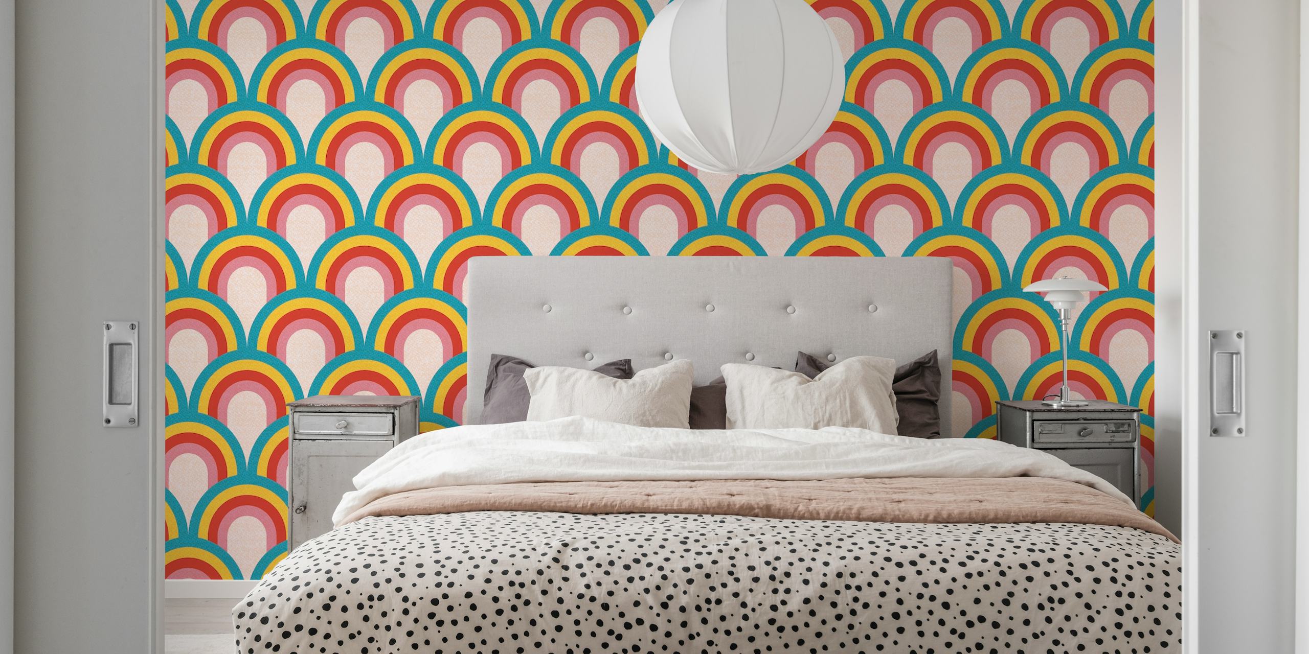 Fotomural con un atrevido y colorido estampado de rayas de arcoíris para una decoración animada de la habitación