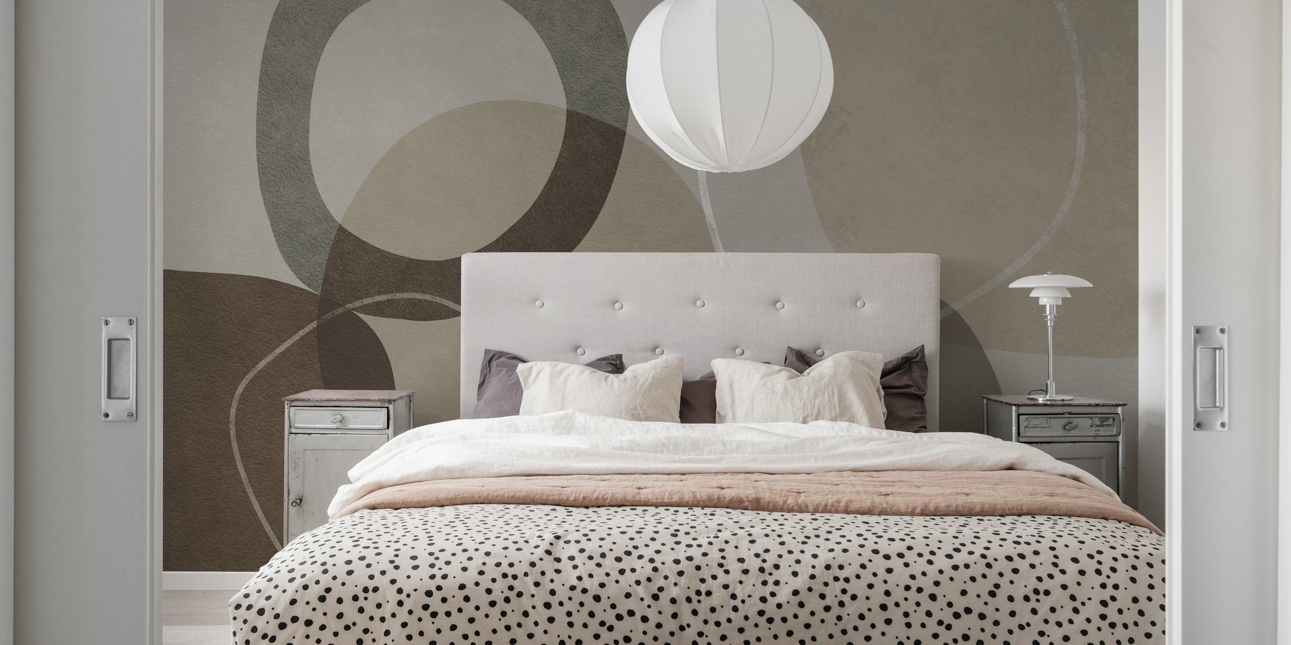 Mid Century Shapes and Outline wallpaper in a room