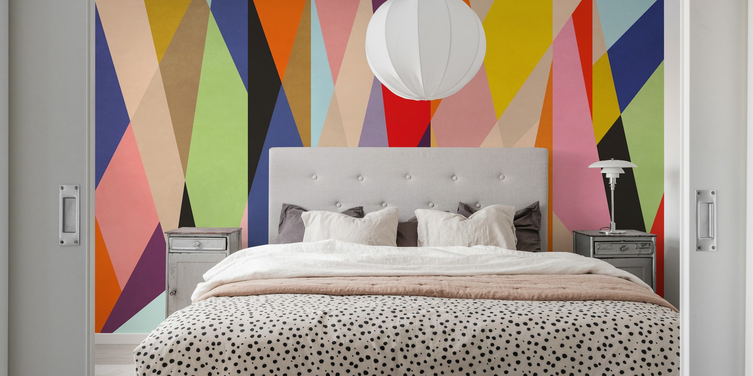 Colorful geometric patterns with vibrant triangles wallpaper