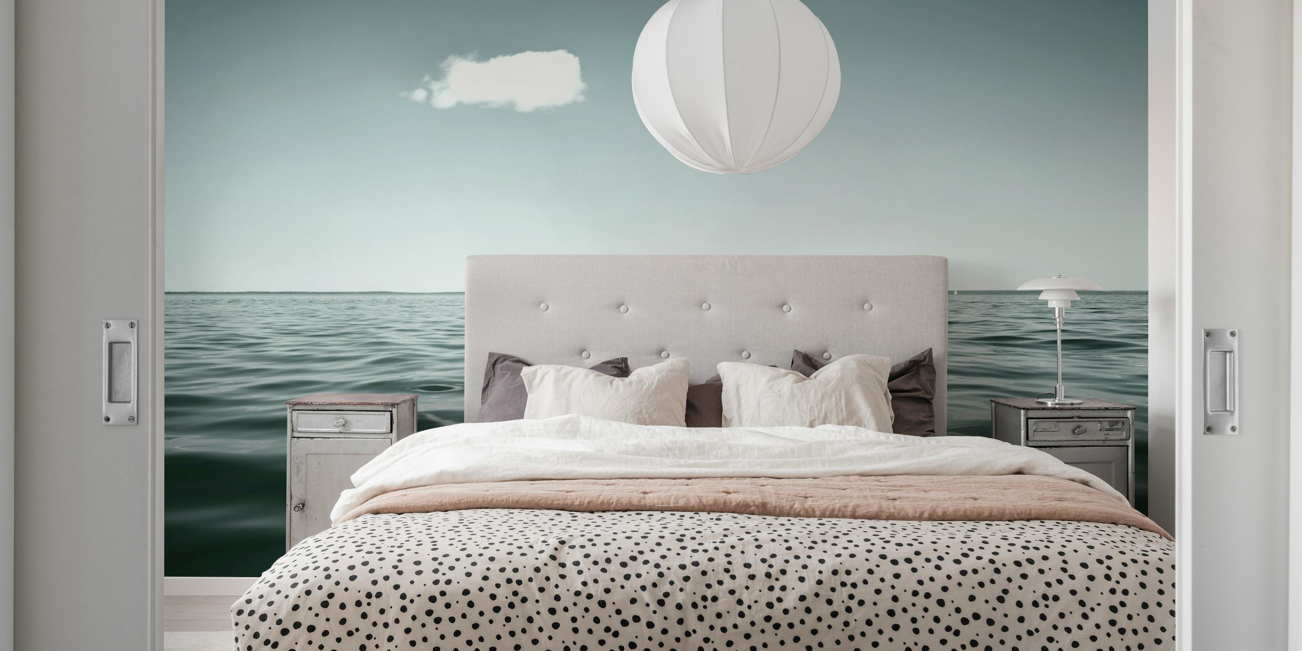 Rustige Meer Scène Wallpaper in de Tentoonstellingsruimte