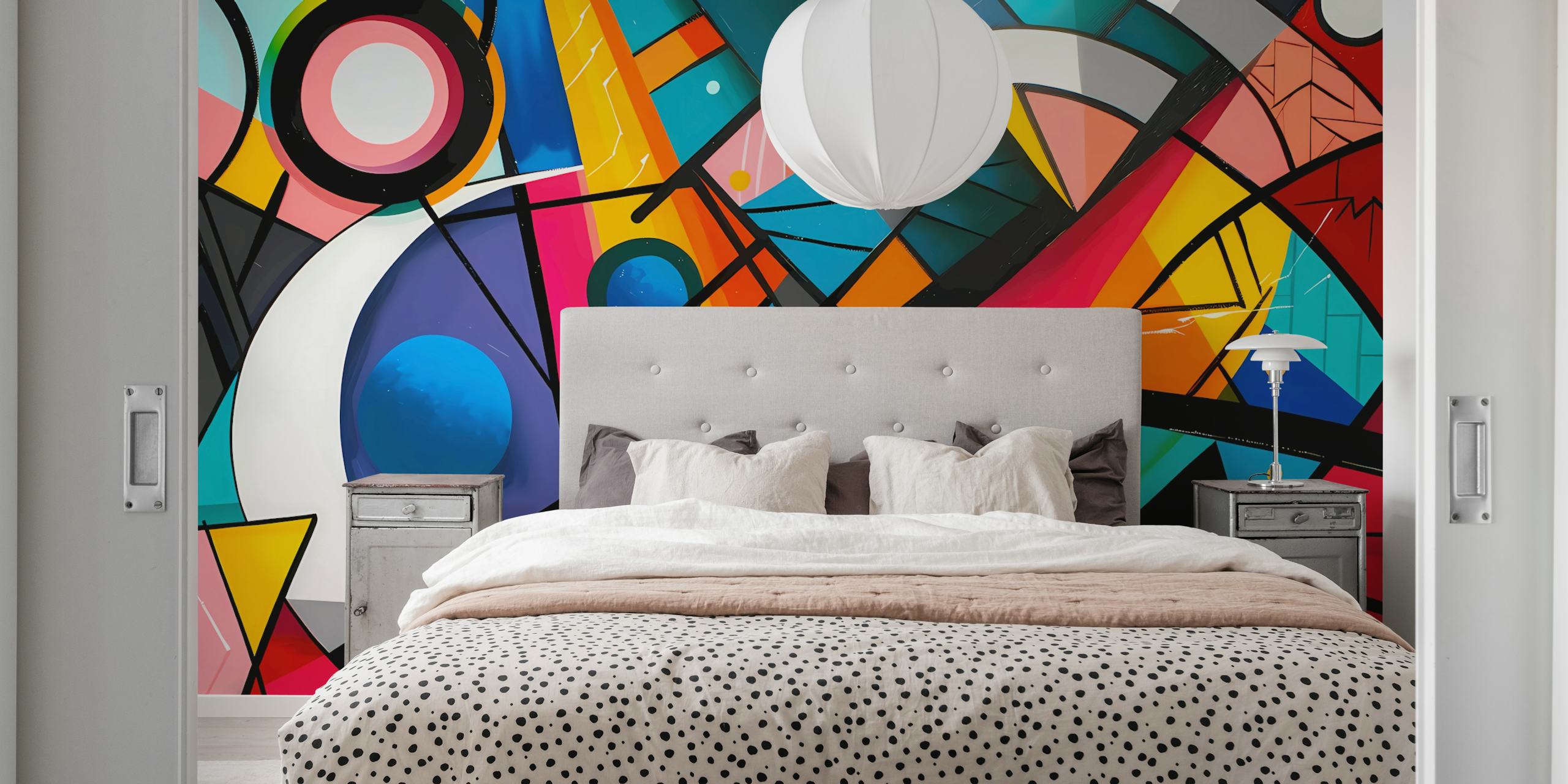 Papel tapiz Geometric Pop Art 2 exhibido en una habitación