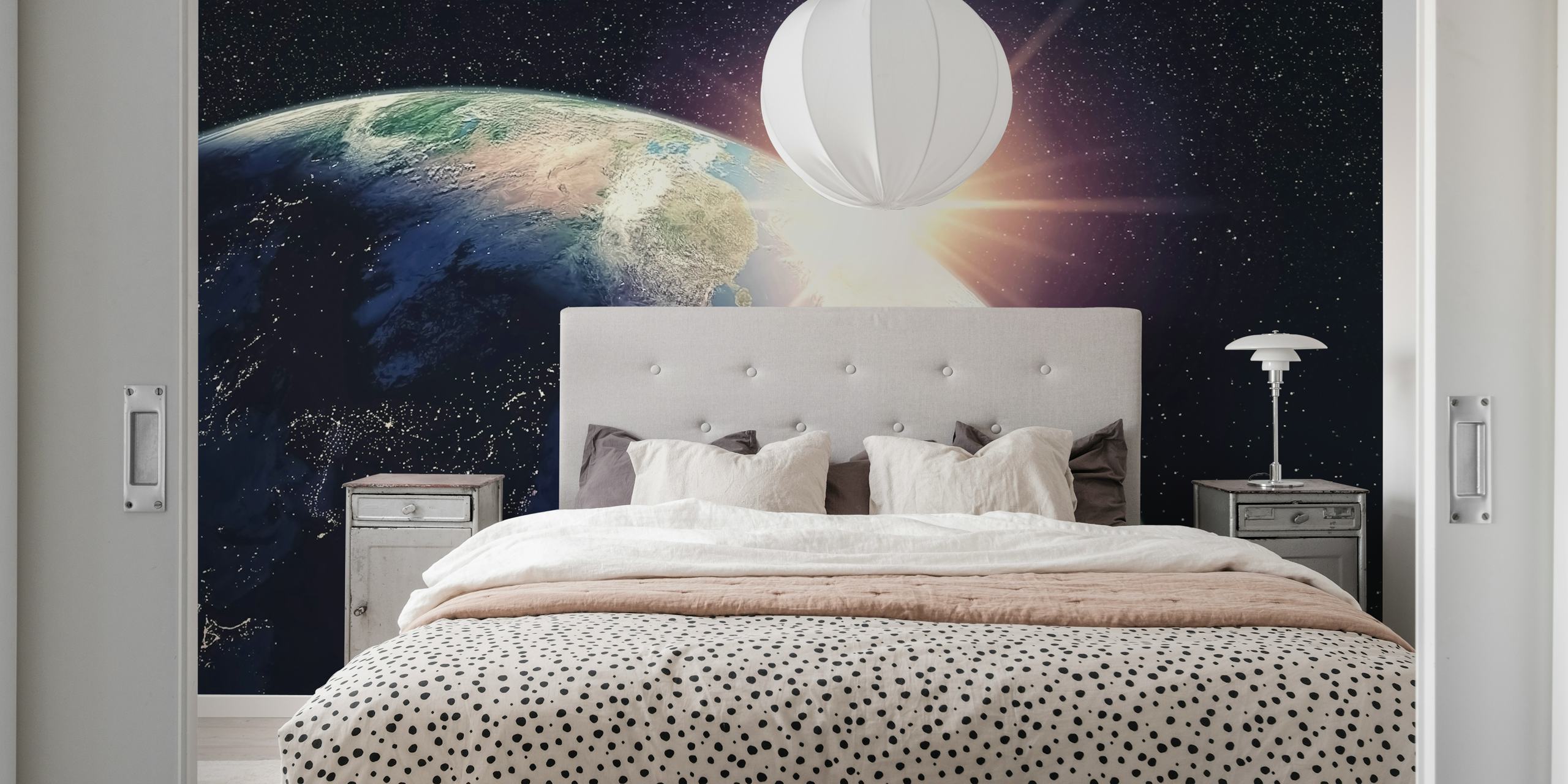 Earth Night And Day wallpaper in a room