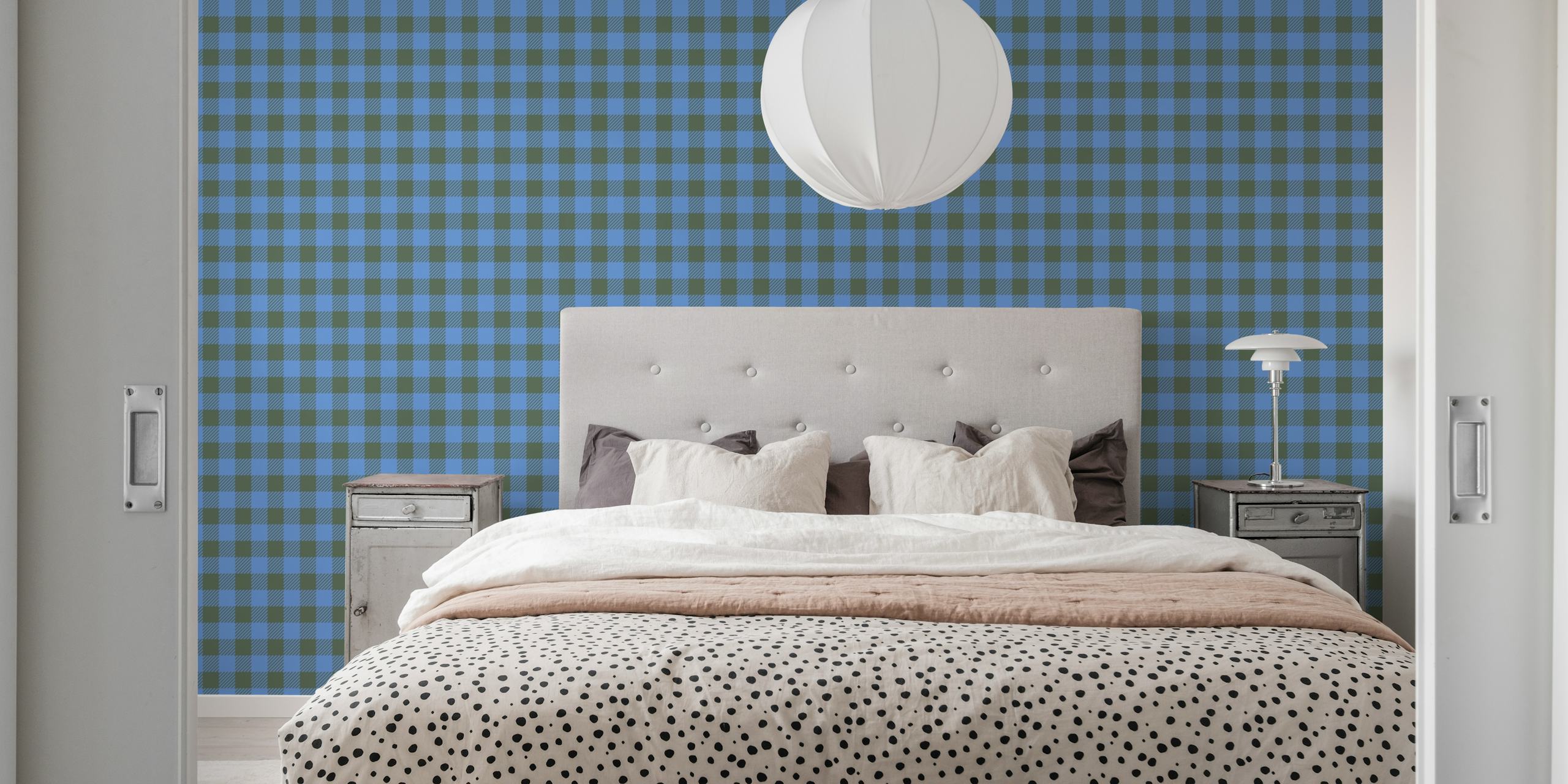 Checkerboard pattern in green and blue tones wallpaper