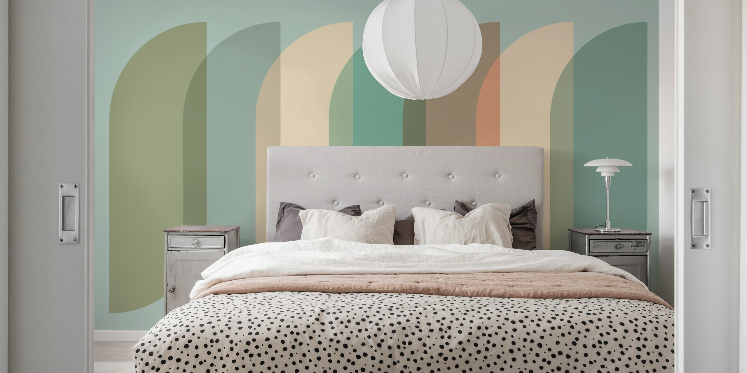 Papel de parede Subtle Tones Abstract Arch em um ambiente elegante