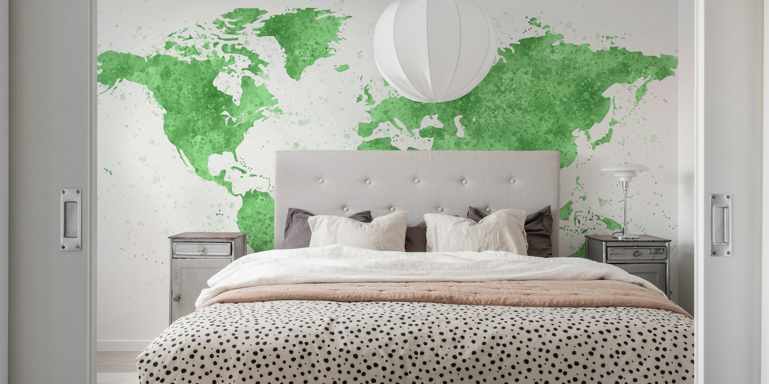 Papel de parede World Map Mural Green