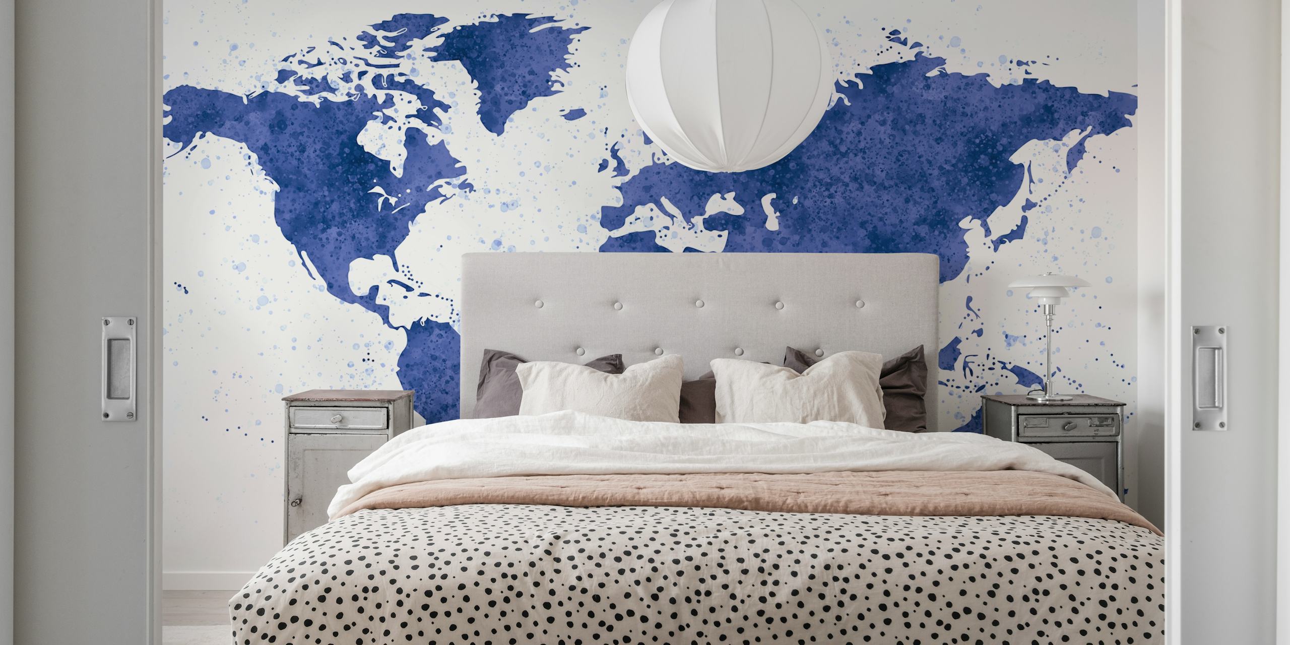World Map Mural Navy-tapettisuunnittelu