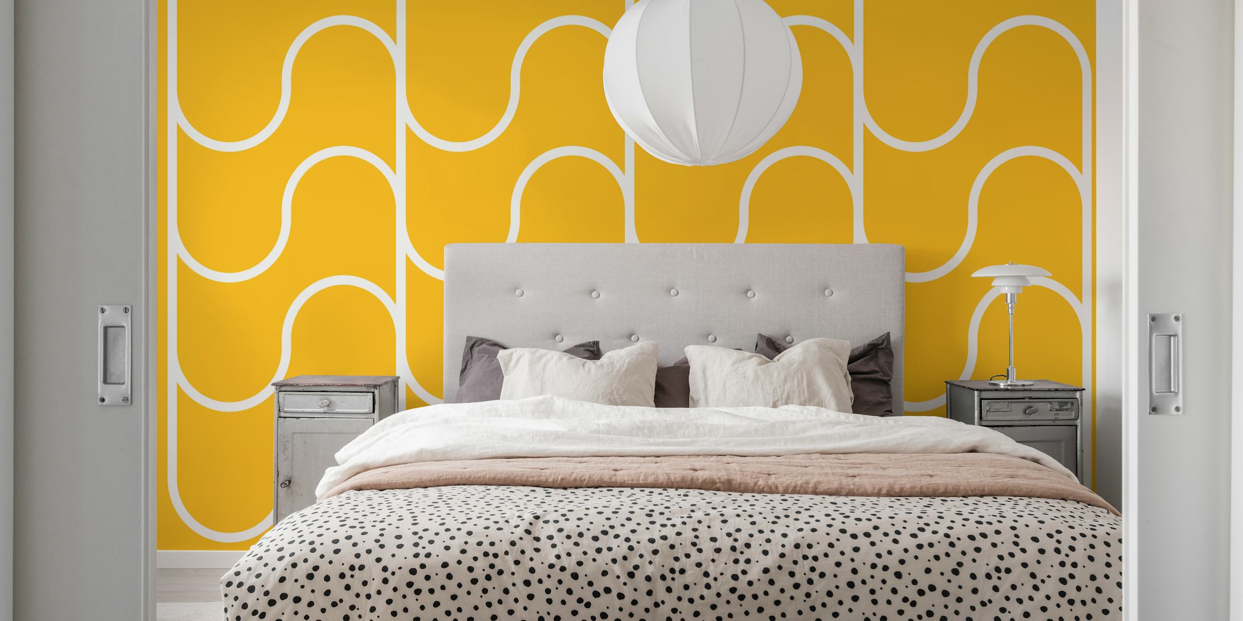 Wavy Chic Geometric carta da parati in una stanza