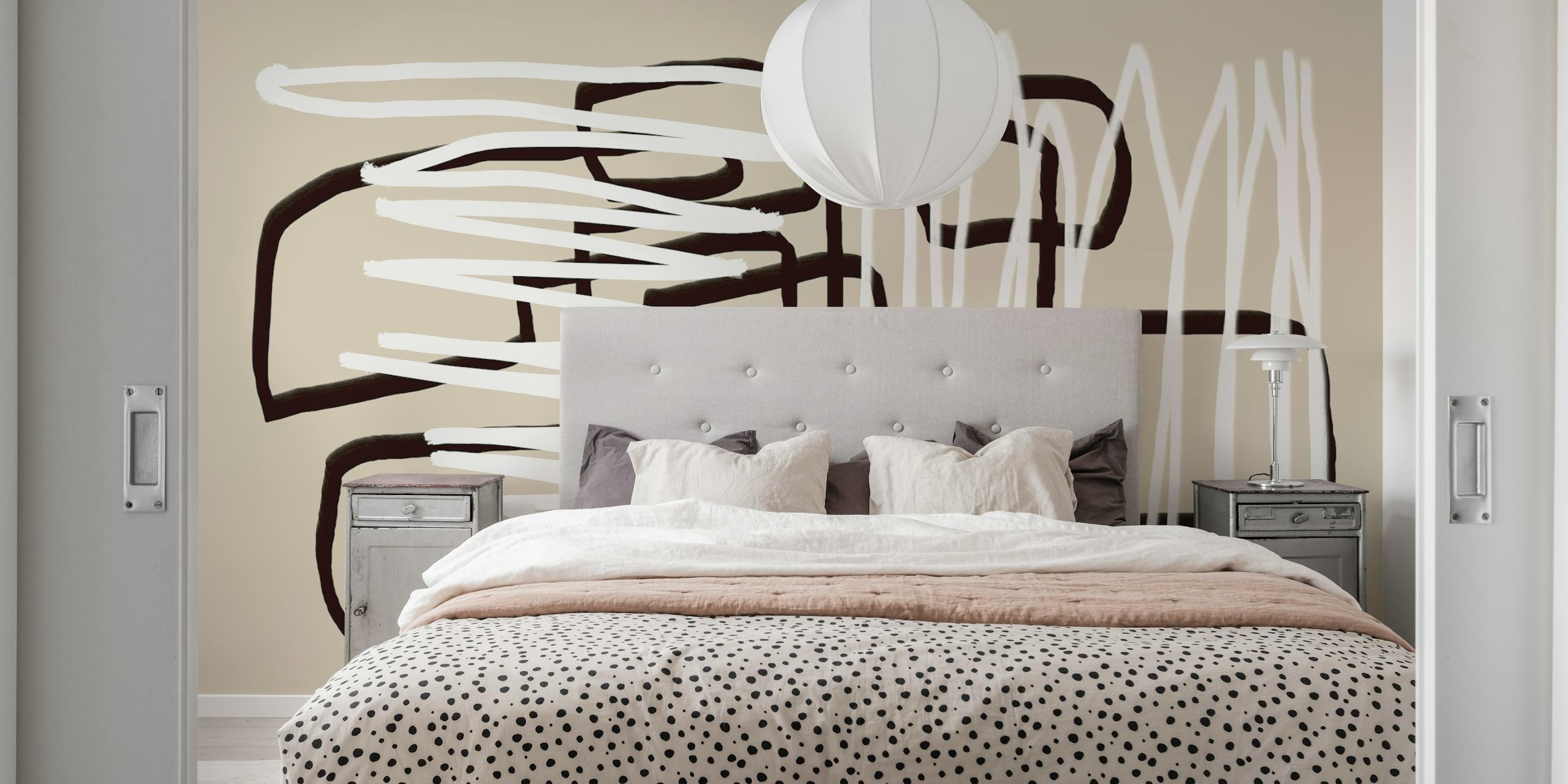 Abstract white and black line art design wallpaper