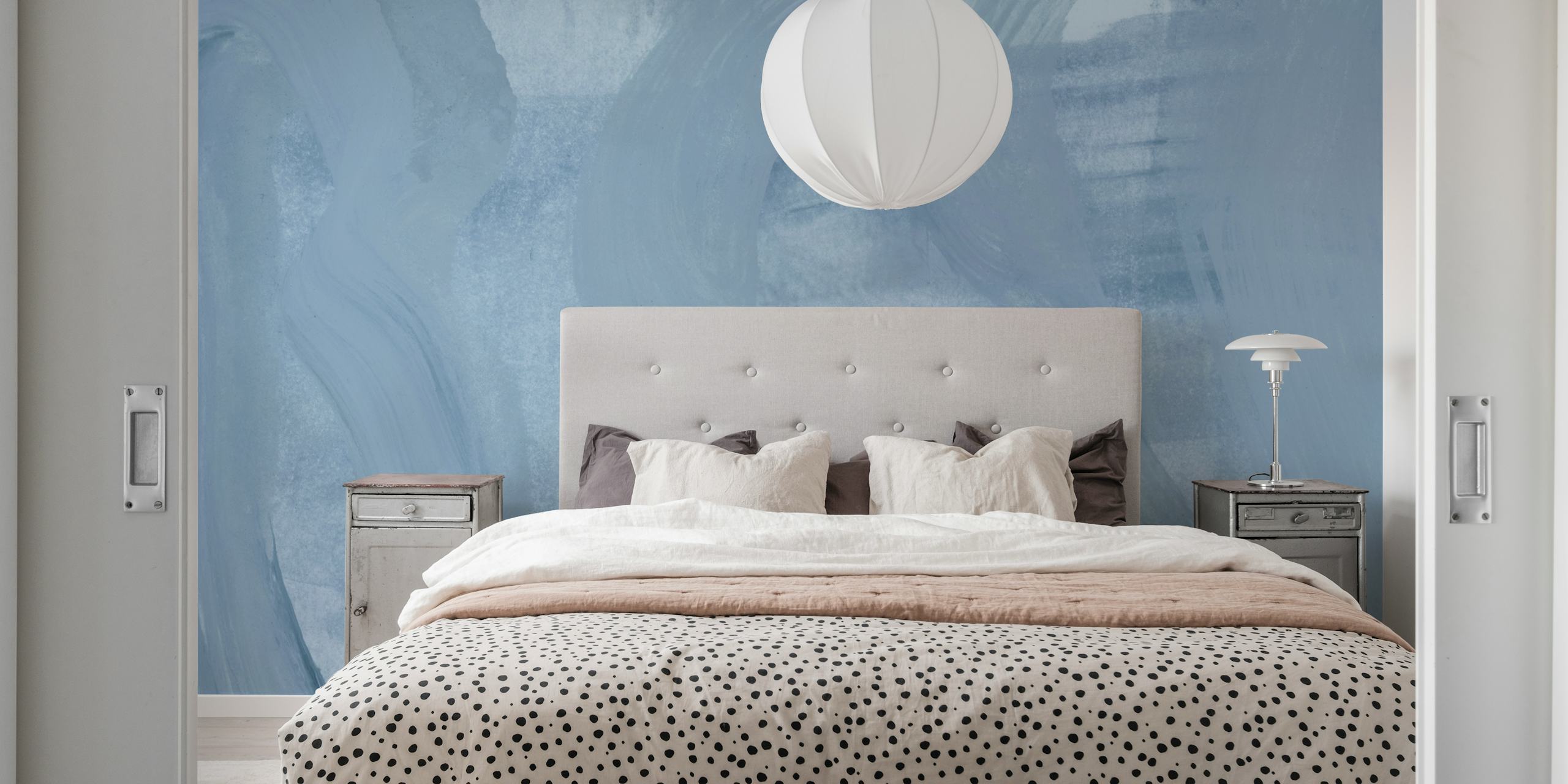Soft bluish strokes tapeta w nowoczesnym pomieszczeniu
