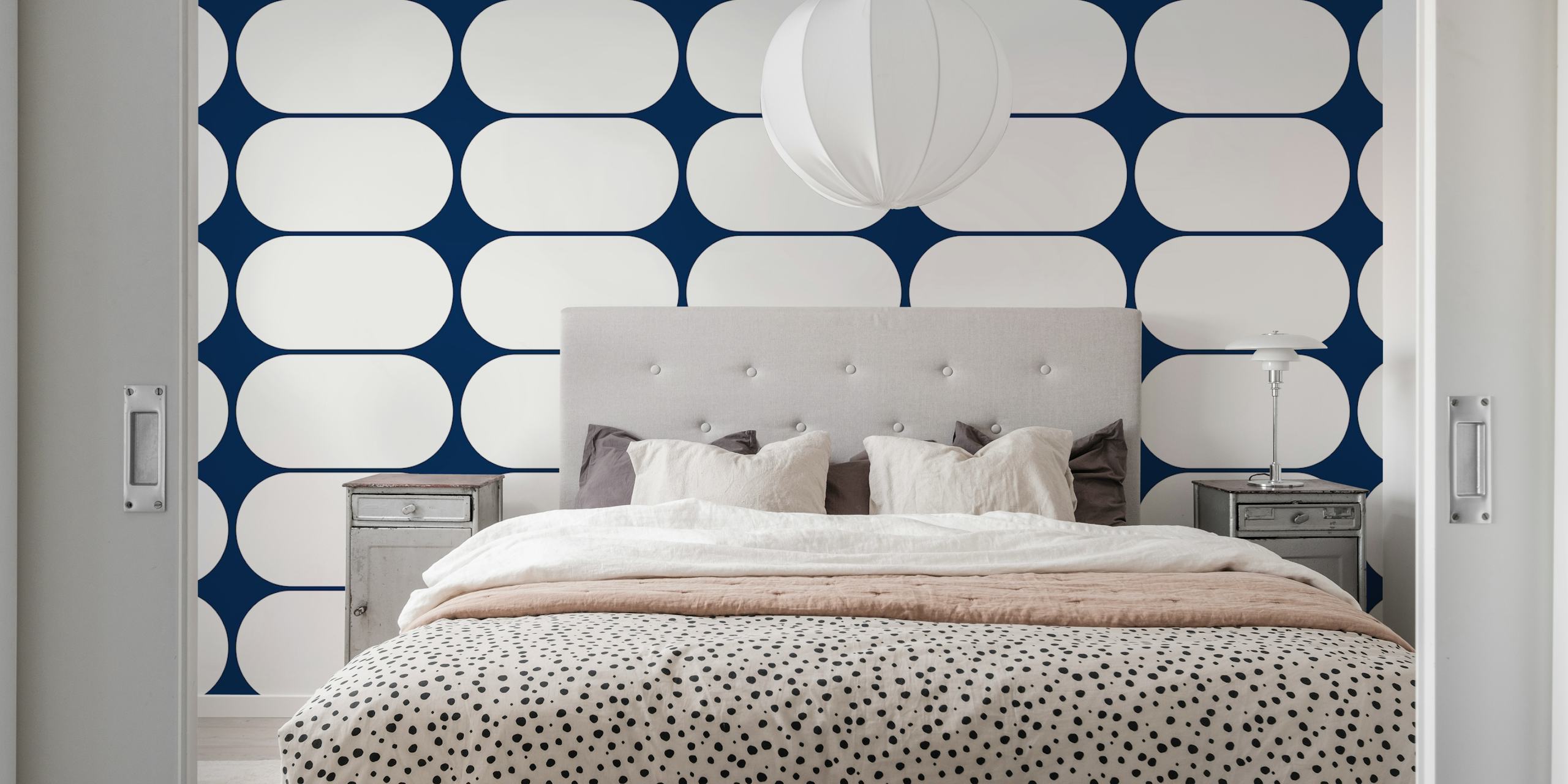 Papel tapiz Geometric Chic Navy Shapes en una habitación