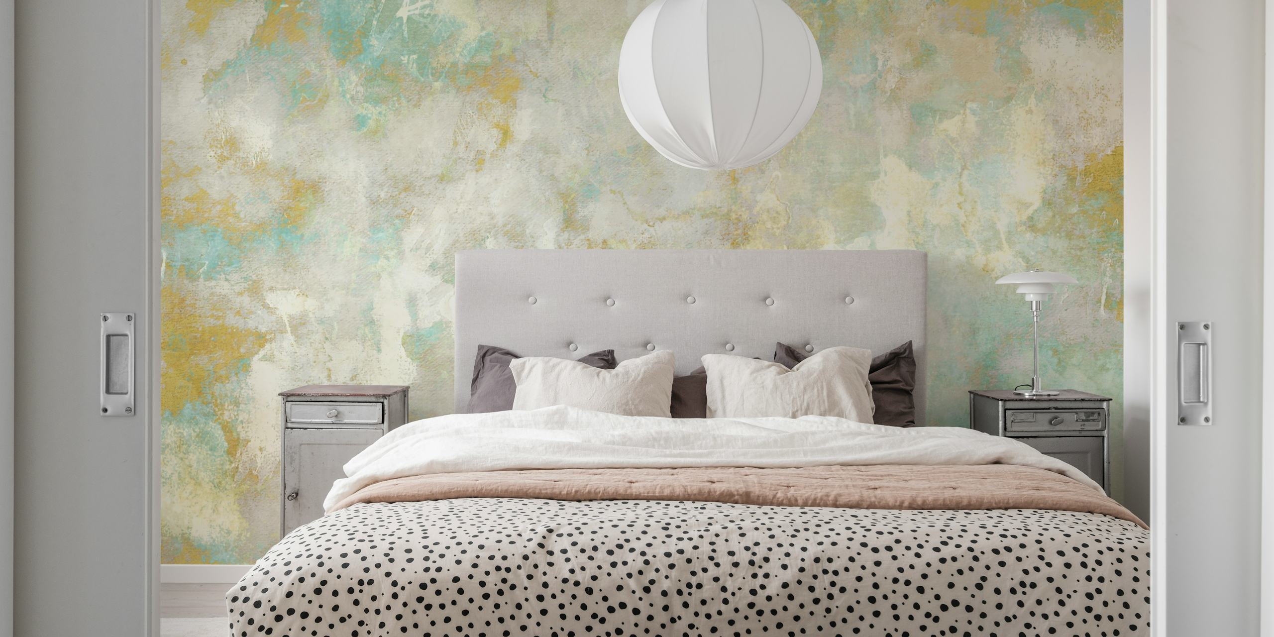 Abstract wallpaper featuring gold and aqua tones in a textured design