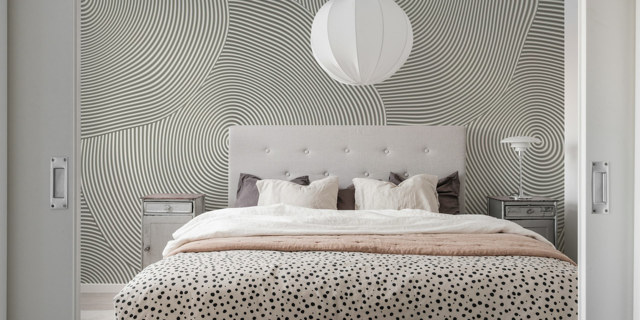 Tapeta Monochrome Grey Waves Twist u sobi