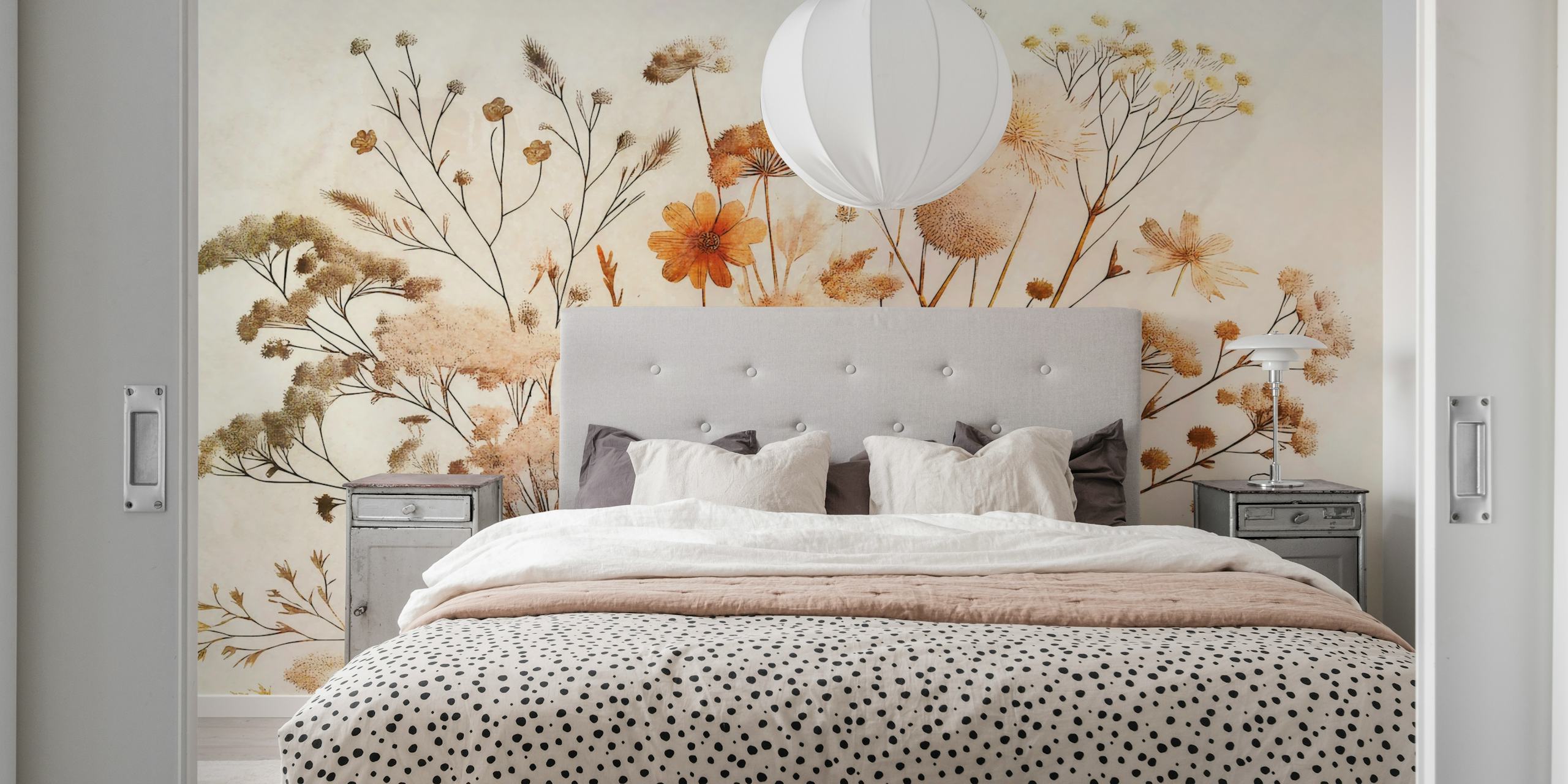 Dried flowers in neutral colors wallpaper
