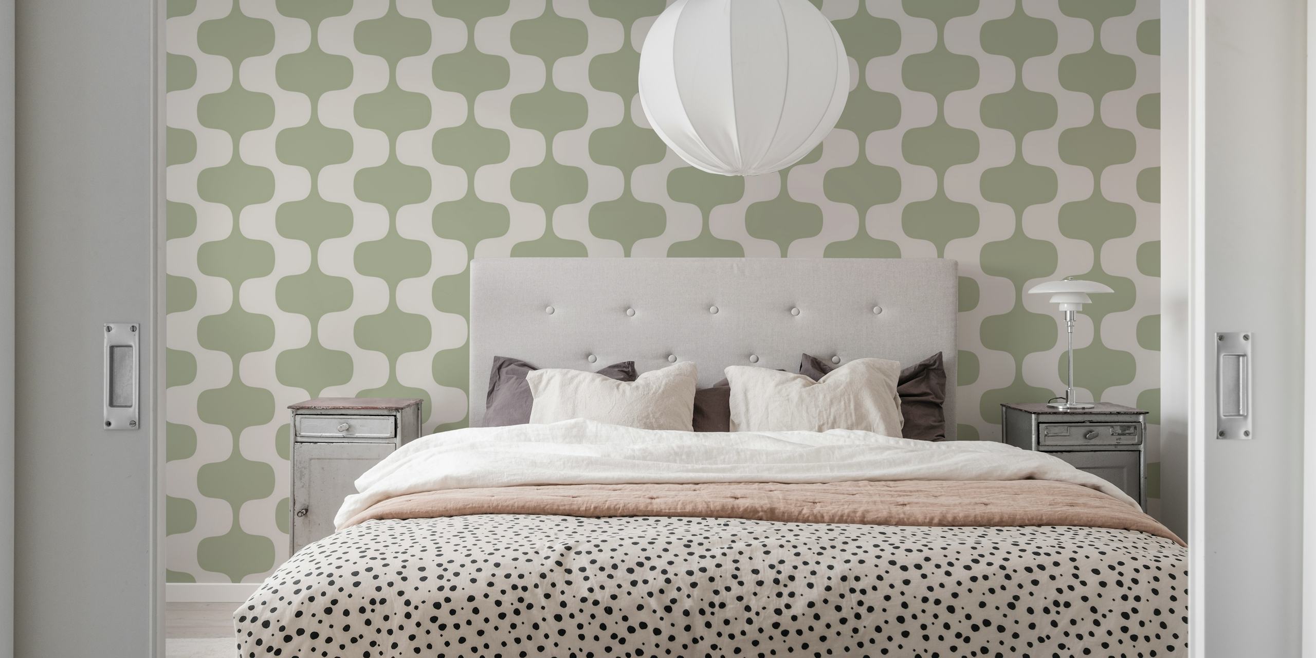 Sage Geometric Harmony wallpaper in a room