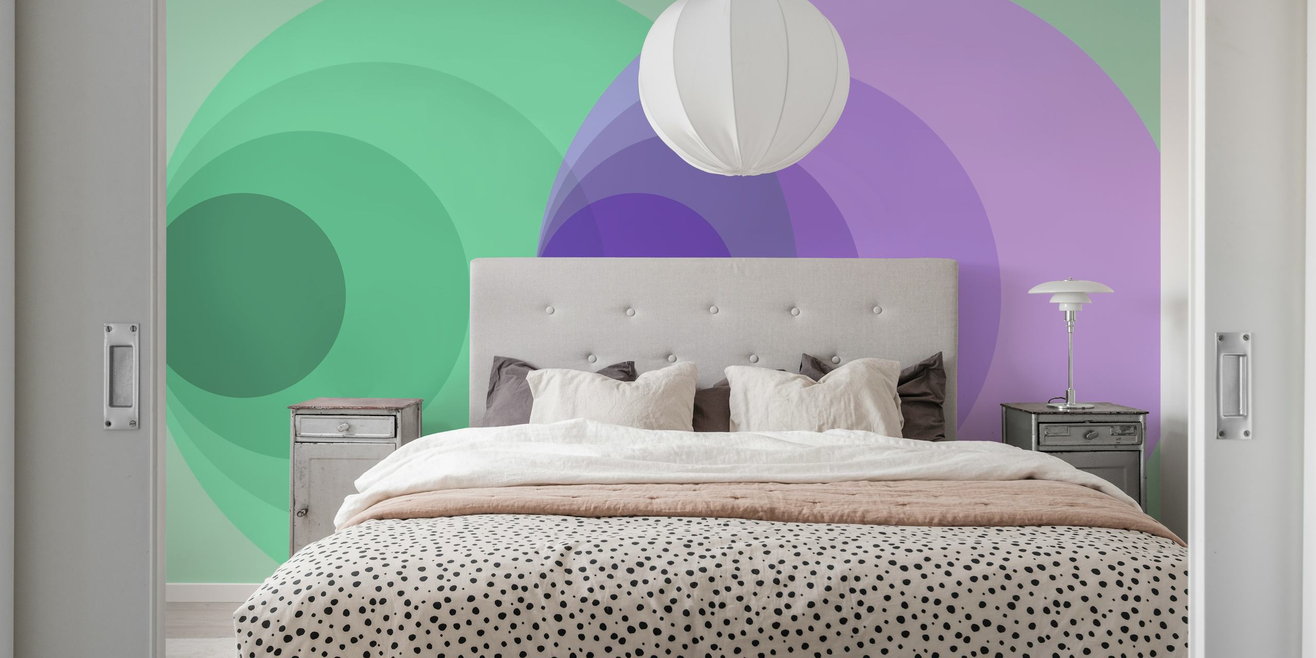 Abstract Color Orbit wallpaper in a room