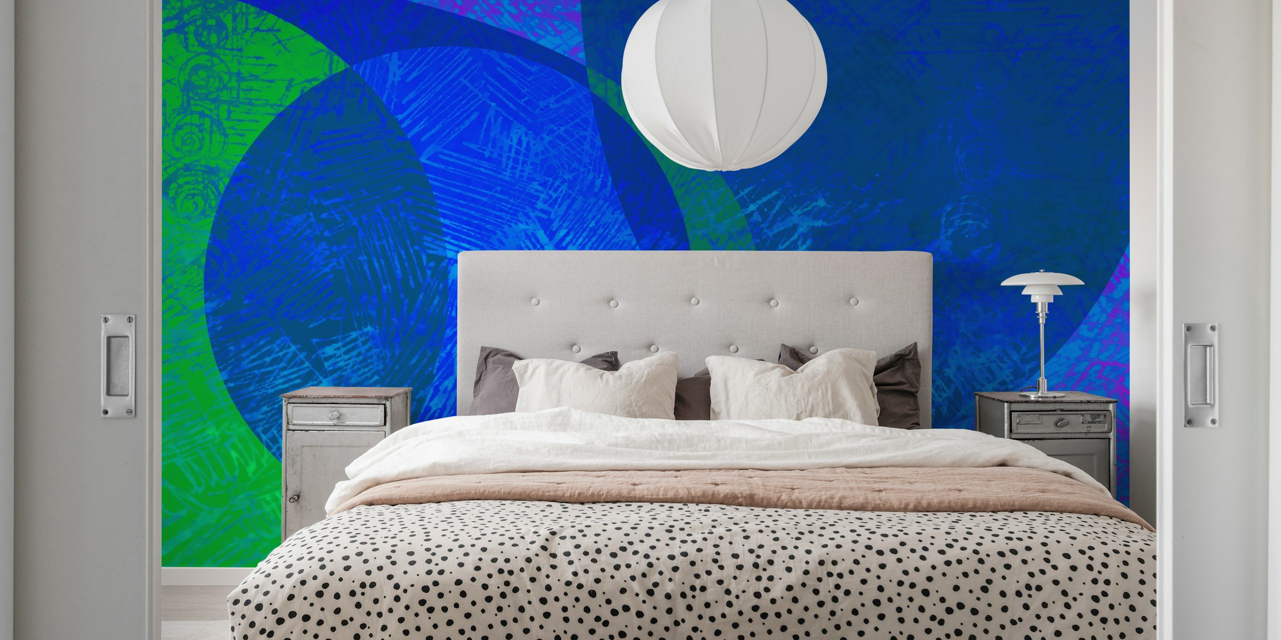 Abstract blue and green circular patterns geometric wallpaper