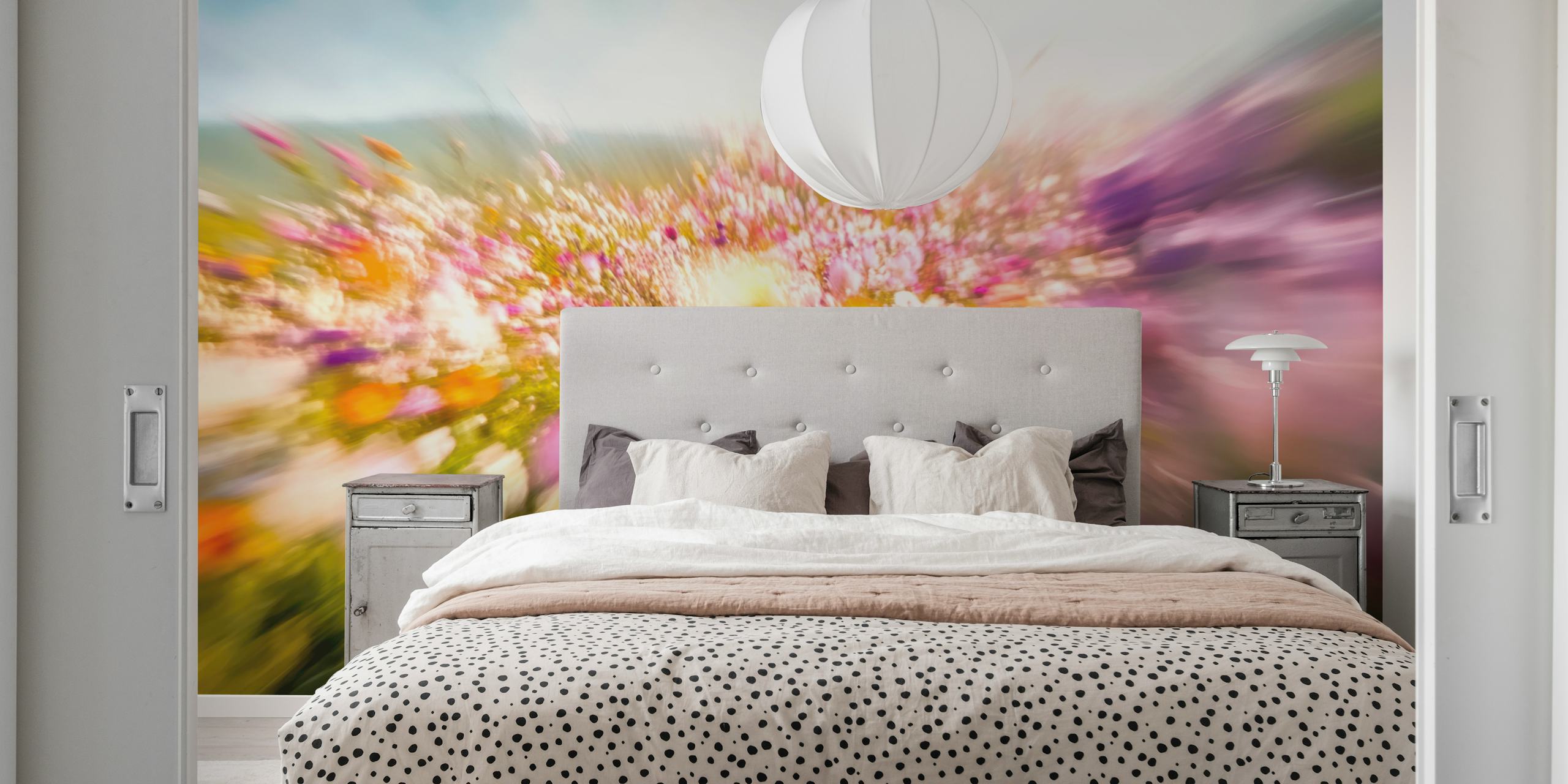 Radiant Flower Burst wallpaper in a room
