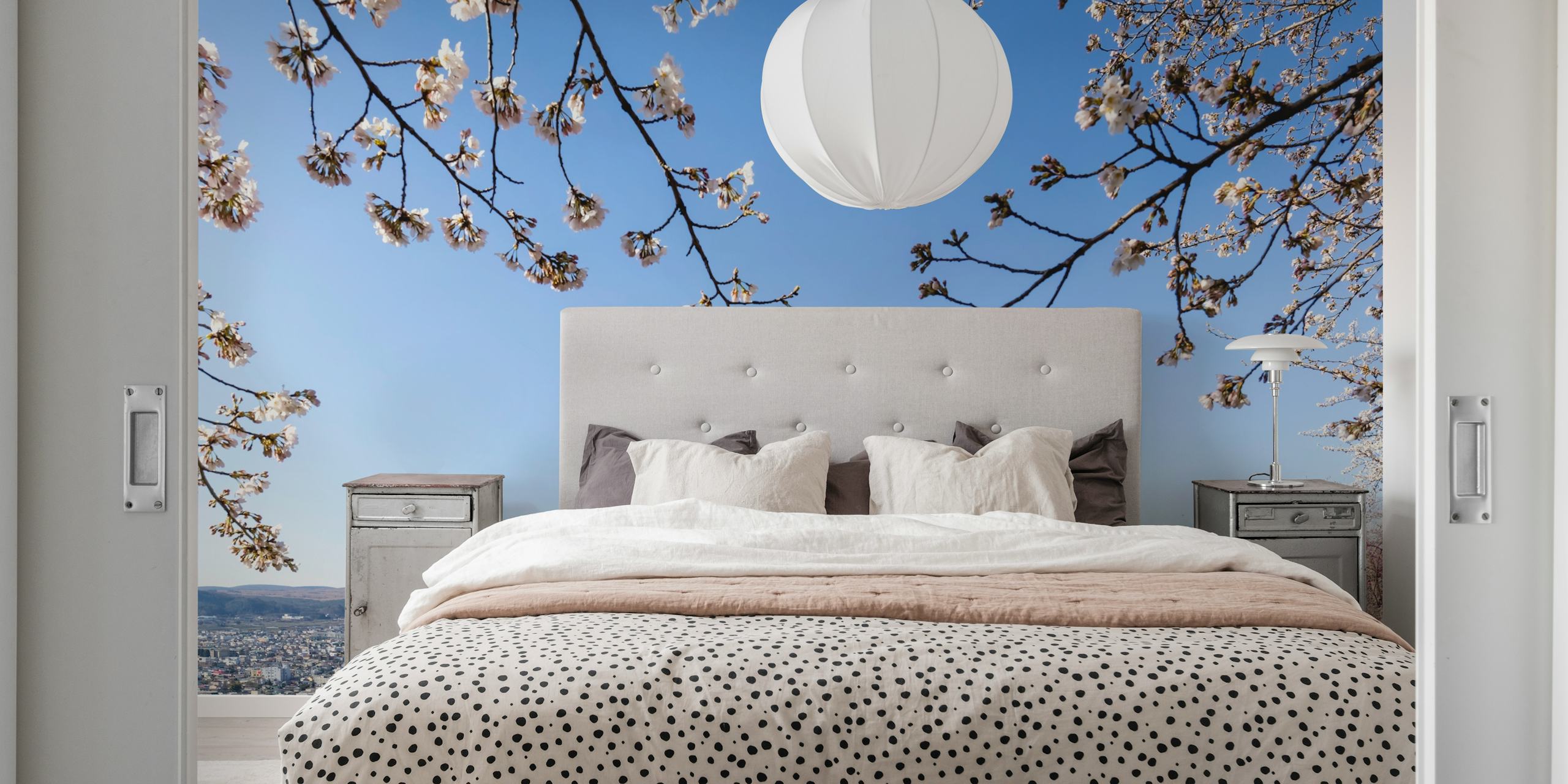Mount Fuji and cherry blossoms room wallpaper