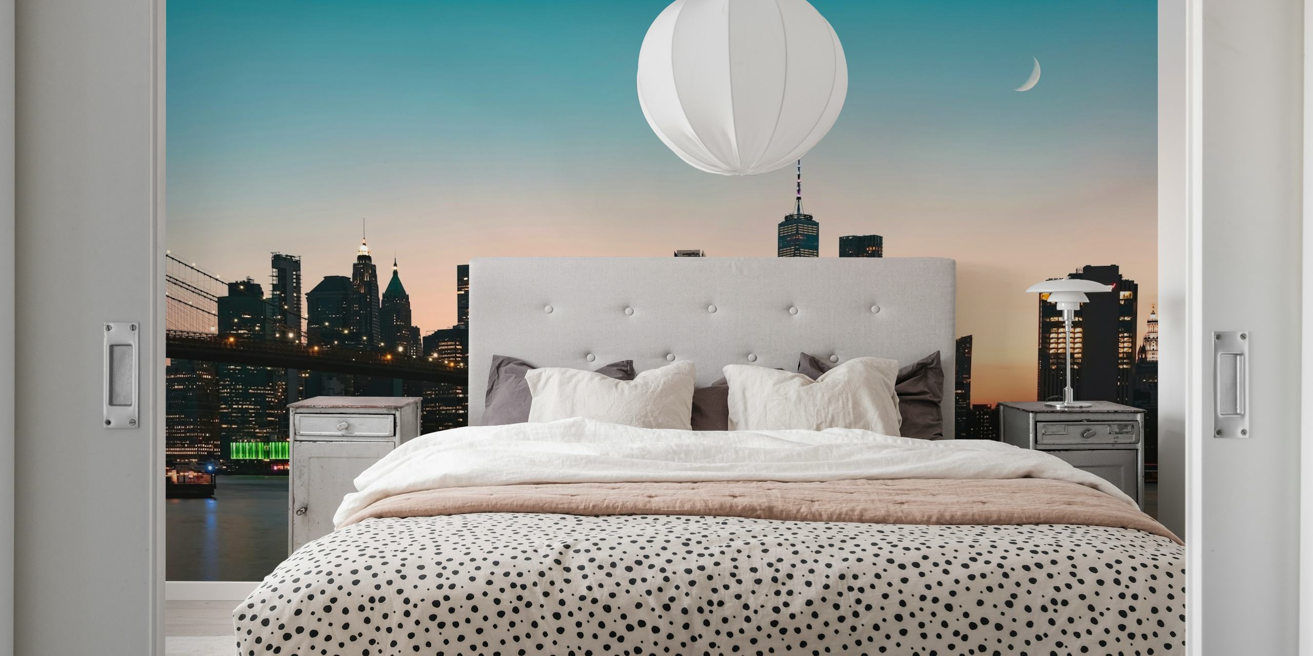 Tapetti Moonrise Manhattanin horisontissa