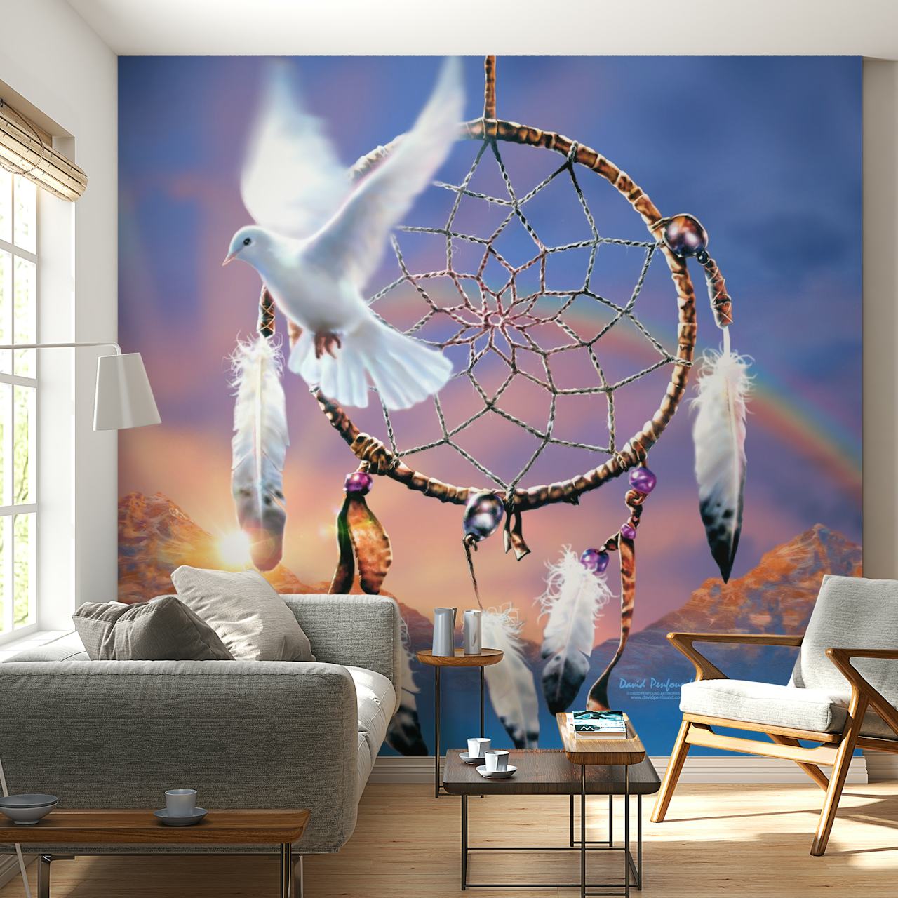 Dream Catcher Dove wallpaper in a room
