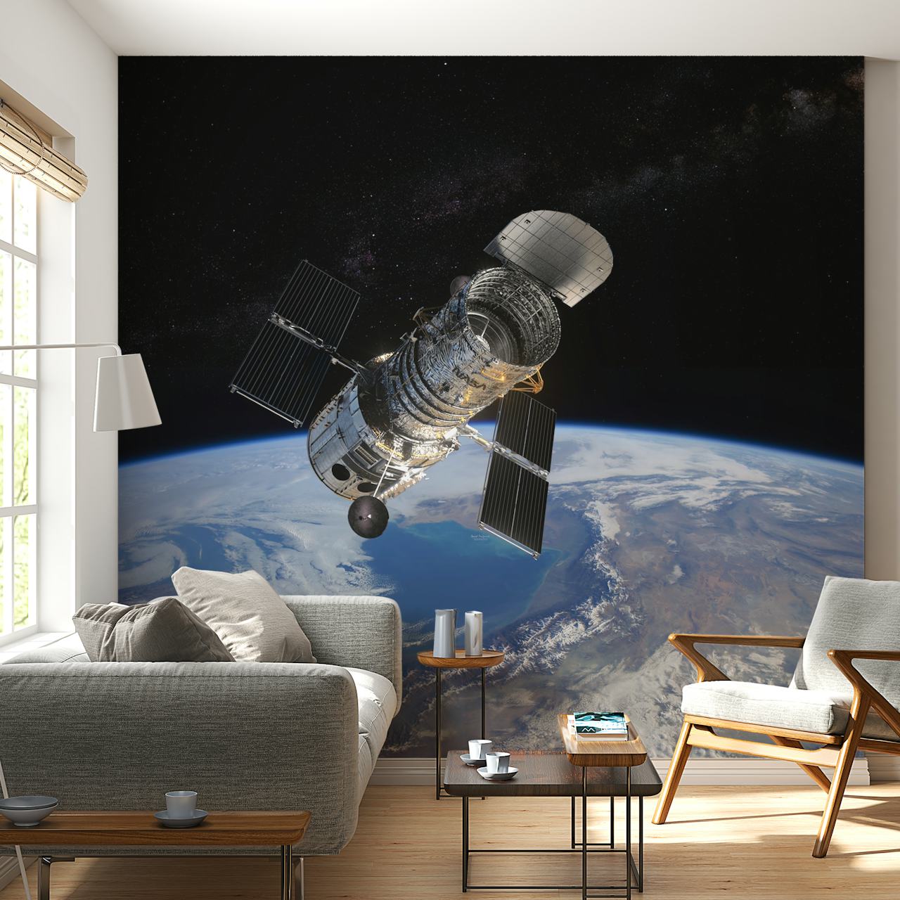 Hubble Space Telescope tapet i et rom