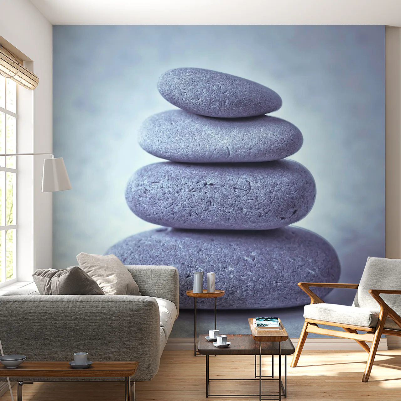 Stack of pebbles wallpaper | Happywall