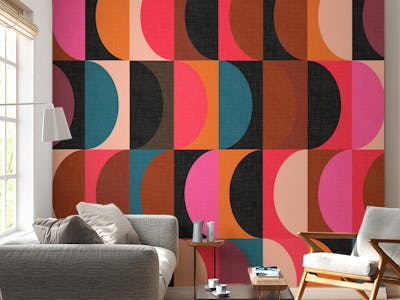 Mid Century Modern Shapes Vibrant Night WM
