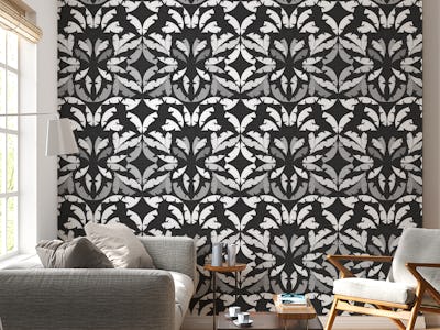 Decorative Tropical Leaves Black and White WM