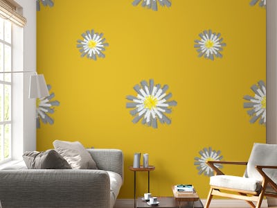 Daisies on mustard yellow