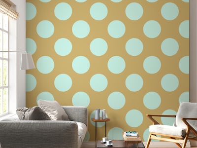 Beige Mint Polka Dots