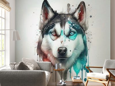 Watercolor Siberian Husky Dog