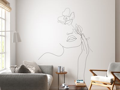 Line Art Woman With Rose