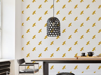 Mustard yellow bird pattern