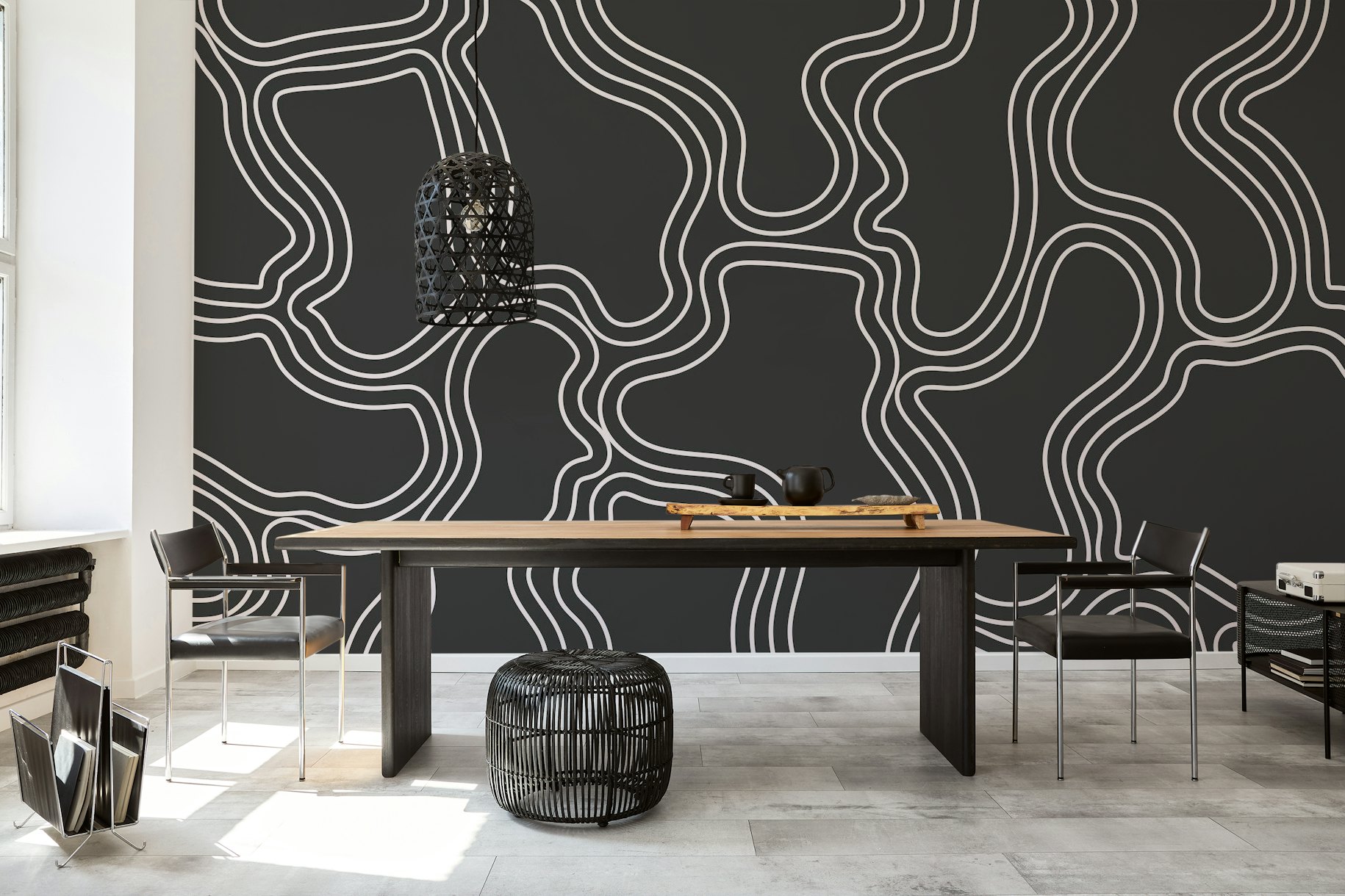 Mid Century Striped Shapes wallpaper