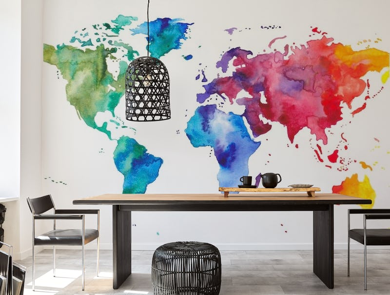 Painted world map