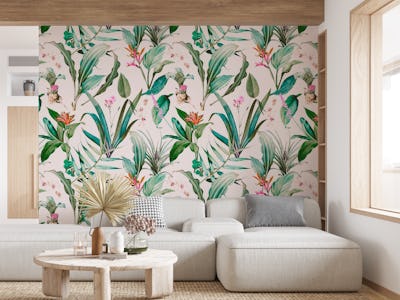 Blue botanical garden pattern