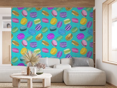 Macarons pattern on turquoise