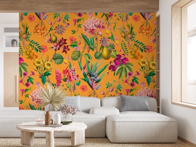 Tropical Jungle Flower Garden Pattern Orange