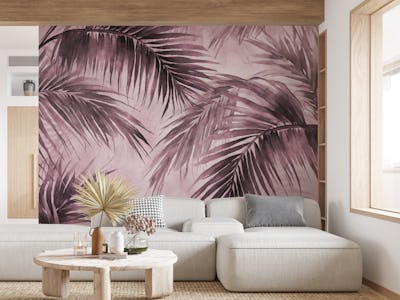 Tropical Island Palm Leaves Moody Purple