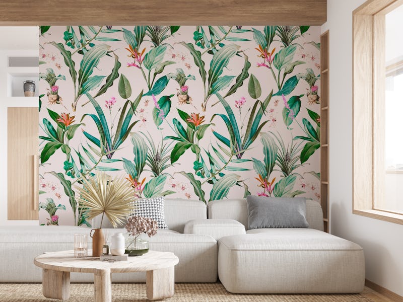 Blue botanical garden pattern