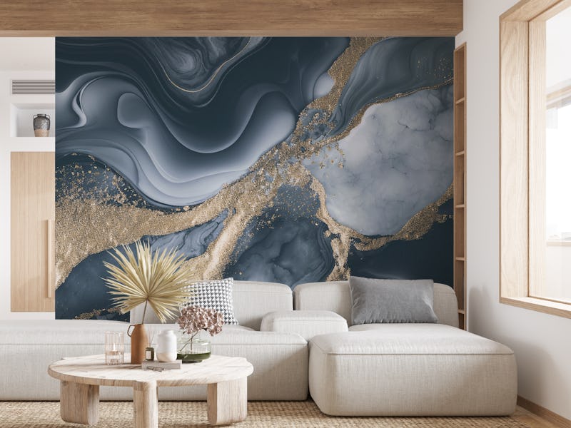 Fancy Faux Marble Blue Grey