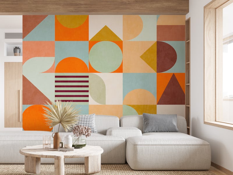 mid-century modern pastel checkers